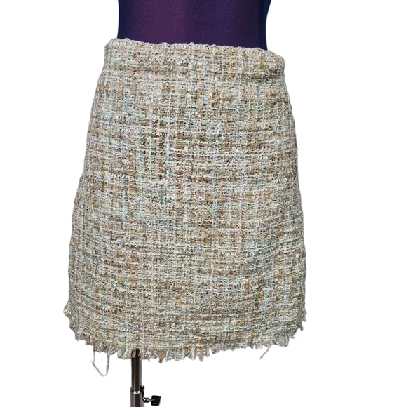 Princess Polly Cream Gold Kimberly Tweed High Waisted Mini Skirt Size 4‎ Women's - Picture 1 of 10